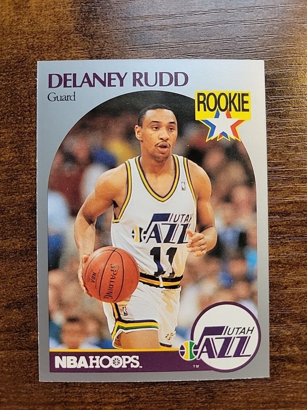 Delaney Rudd 1990-1991 NBA Hoops #293 - Rookie - Utah Jazz - NBA - Fresh Pull
